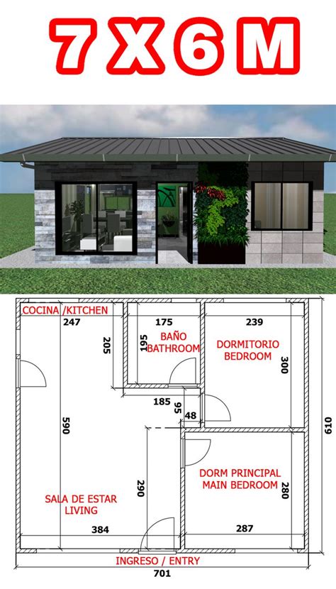 Plano Casa 7 X 6 M En 2020 Constructoras De Casas Planos De Casas