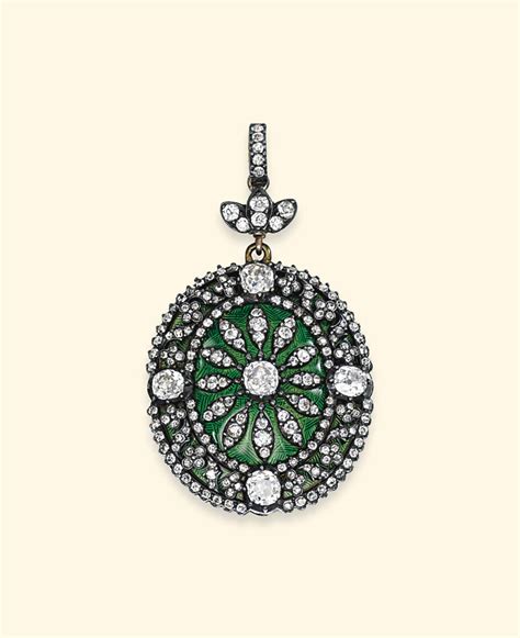 A Victorian Diamond And Enamel Pendant Christies