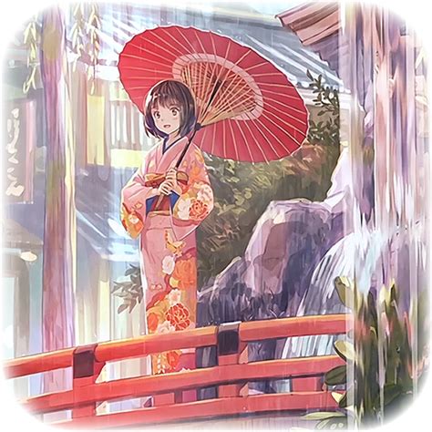 Anime Girl Kimono Umbrella