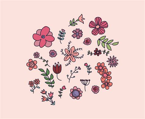 Set Of Doodles Full Of Flowers Vector Art And Graphics