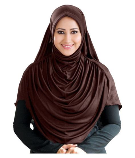 Mehar Hijab Brown Polycotton Stitched Hijab Price In India Buy Mehar