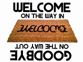 Welcome / Goodbye Doormat "Ambigram" Reversible Novelty Coir Door mat
