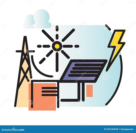 Grid Tied Solar Energy Icon Stock Illustration Illustration Of