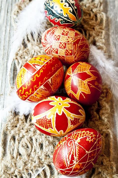 Traditional Painted Easter Eggs Stock Photo Image Of April Pattern