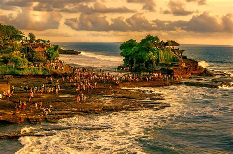 Sunset At Tanah Lot Temple Water Temple Bali Island Tourism