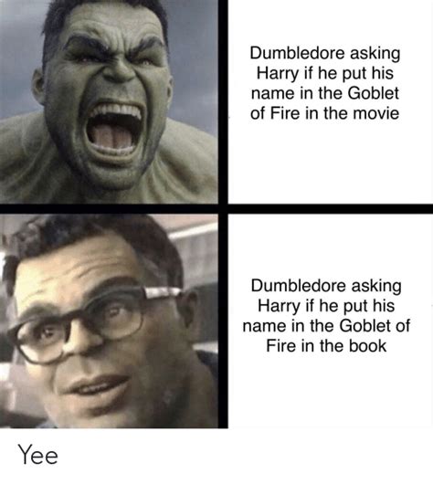 Dumbledore Goblet Of Fire Meme - Dumbledore Asking Harry if He Put His Name in the Goblet of Fire in the