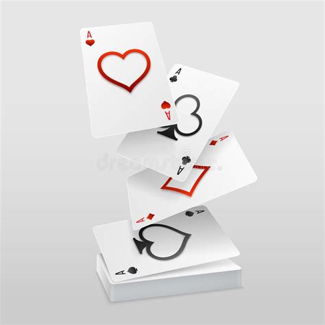 Vector Set Of Four Aces Playing Cards Fall On The Card Deck Stock