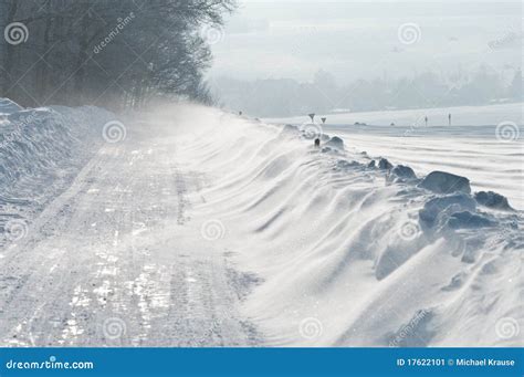 Winter Road Snowdrift Stock Image Image 17622101