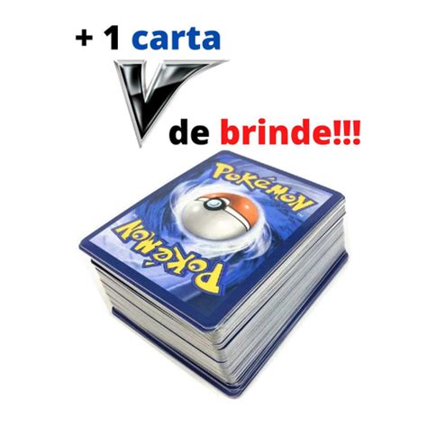Lote Pack 100 Cartas Pokémon 1 V Ultra Rara De Brinde Em Promoção Na