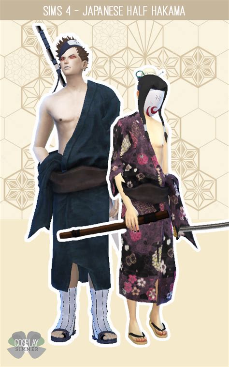 Japanese Male Half Hakama Costume For The Sims 4 Spring4sims Sims 4