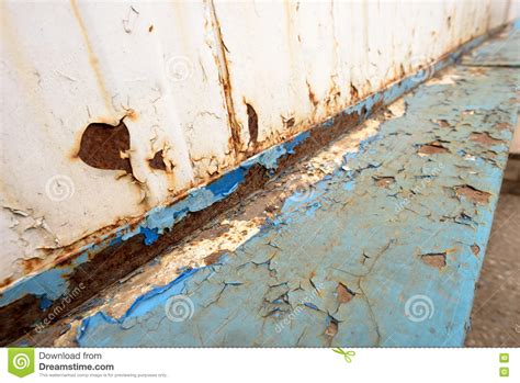 Rusted Metal Blue Girder And Flaking Paint Stock Photo