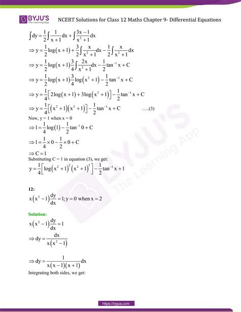 Ncert Solutions For Class 12 Maths Chapter 9 Differential Equations Ex