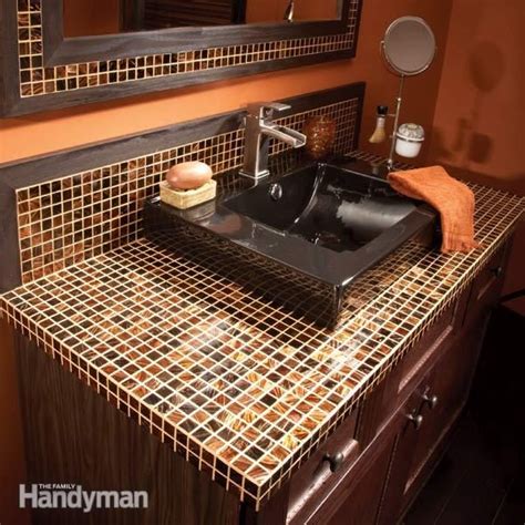 Both methods of the wall and floor connection works for different settings. How to Install a Glass Tile Vanity Top (With images ...