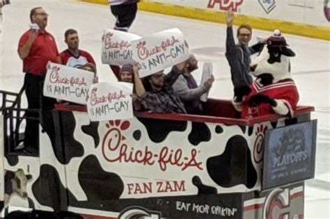 team defends chick fil a after protesters wave ‘anti gay signs from sponsored zamboni outsports