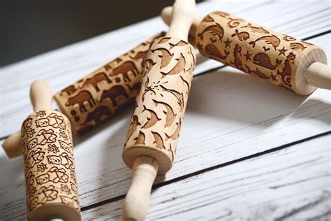 Set Of 4 Mini Rolling Pins Laser Engraved Rolling Pin Etsy