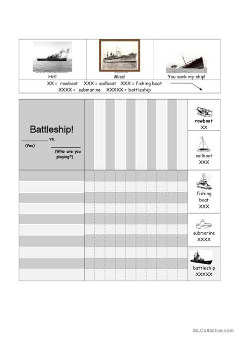 Battleship On Paper General Gramm English Esl Worksheets Pdf And Doc