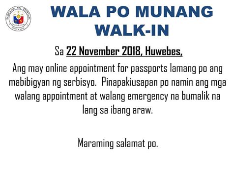 Paunawa Wala Po Munang Walk In Philippine Embassy Tokyo Japan