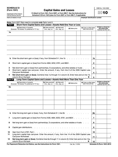 Irs Printable Form Schedule D Printable Forms Free Online