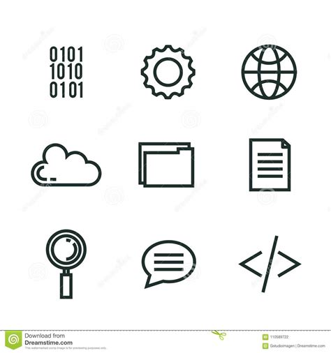 Programming Languages Set Icons Stock Vector Illustration Of Message