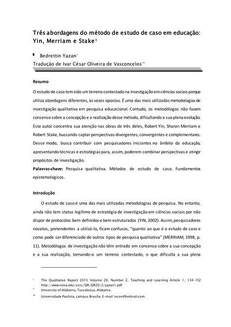 Pdf Tr S Abordagens Do M Todo De Estudo De Caso Em Educa O Hot Sex