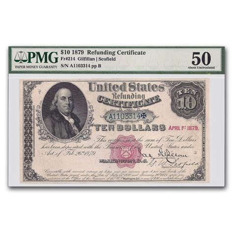 Buy 1879 1000 United States Refunding Certificate Au 50 Pmg Apmex