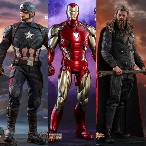 Set Of 3 Hot Toys Avengers Endgame Captain America Iron Man Thor 16