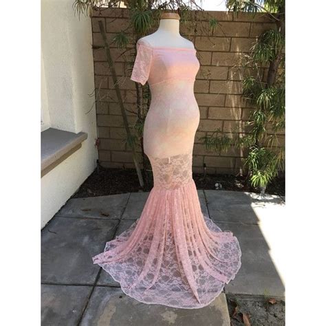 Blush Pink Lace Maternity Wedding Dress Off Shoulders Short Sleeves