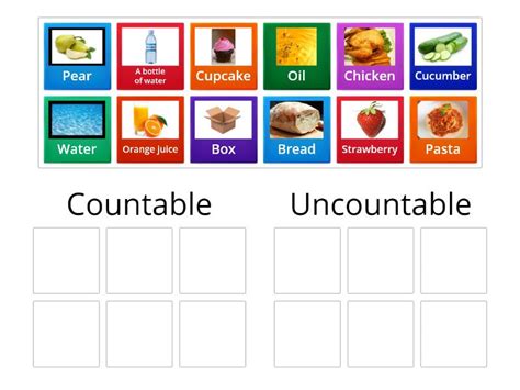 Countable And Uncountable Nouns Group Sort