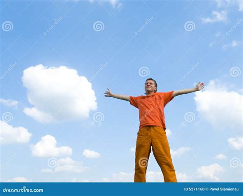 Men And Sky Stock Photo Image Of Dynamic Freedom Jump 5271160