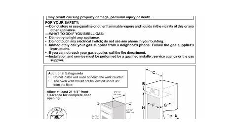 Frigidaire 24 in. Single Gas Wall Oven installation Guide | Manualzz