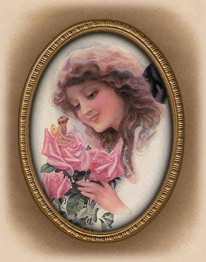 Artbyjean Vintage Clip Art Lady With Pink Roses Cameo