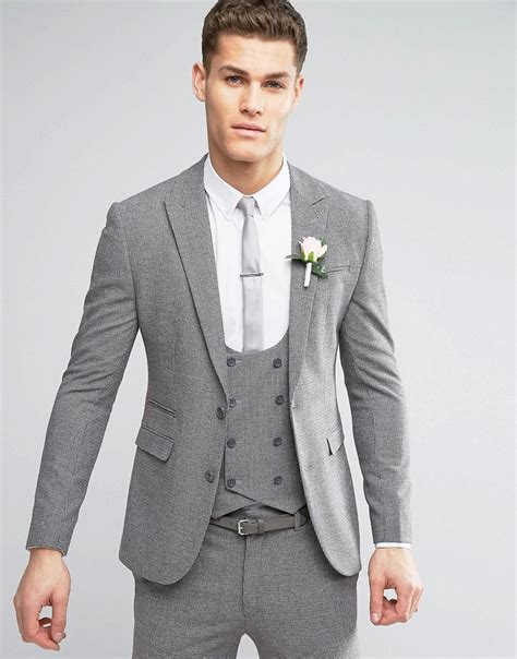 Lyst Asos Wedding Super Skinny Suit Jacket In Mini Check In Gray In