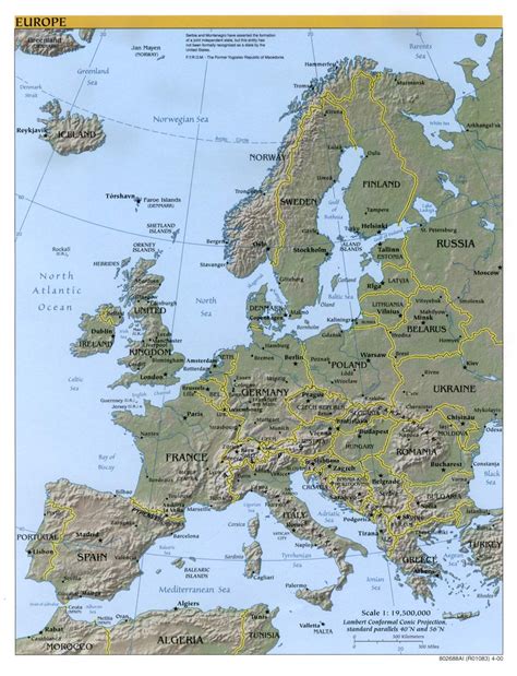 Europe Physical Map Peninsulas