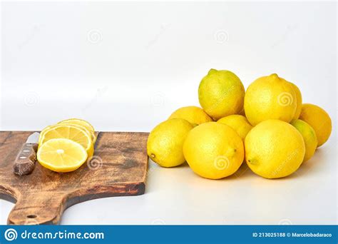 Rich And Healthy Lemons On White Background Stock Photo Image Of