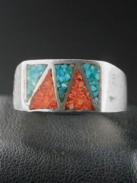 Vintage Navajo Ring Turquoise Coral Ring Native American Etsy