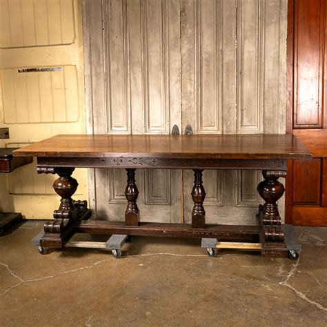 Antique Jacobean Trestle Base Library Table