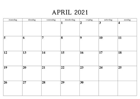 April 2021 Kalender Druckbarer 2022 Kalender