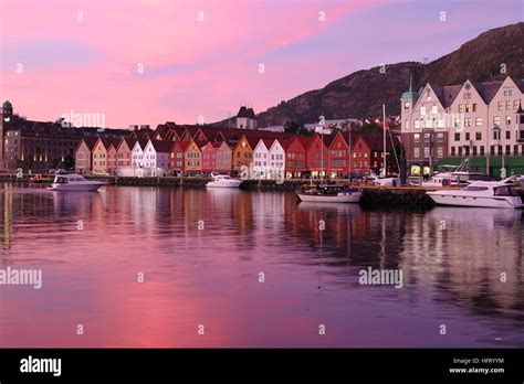 Bergen Norway October 6 2016 Historic Hanseatic Houses On The
