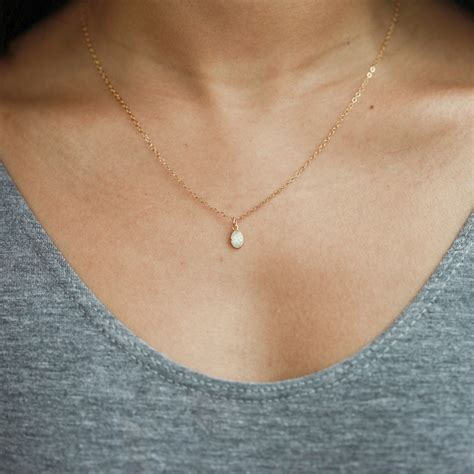 Dainty Opal Necklace Opal Necklace Simple Dainty Opal Necklace Opal