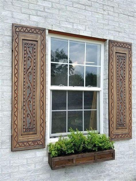 Hand Carved Rustic Wood Shutters Indoor Or Outdoor Exterior Etsy