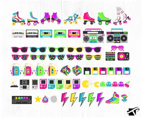 80s Clipart Neon 80s Clipart Bundle Roller Skates Clipart Etsy 90s