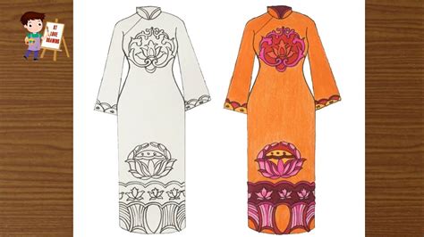 Vẽ trang phục áo dài với họa tiết dân tộc Vẽ áo dài sử dụng họa tiết