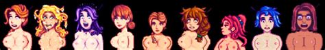 rule 34 6 girls 9girls abigail stardew valley areolae breasts cleavage crying cum cum on