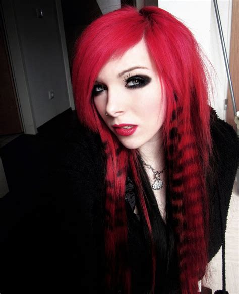 German Scene Queen Emo Girl Ira Vampira Pink Red Hair Coontails Sitemodel Emo Girls