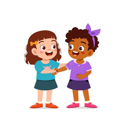 Little Kid Do Hand Shake With Friend Stock Illustration Illustration