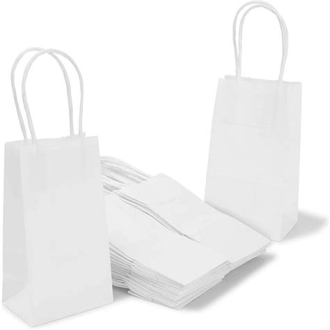 50 Pack Small White Kraft Paper Bag 625x35x25 In Party T Bags