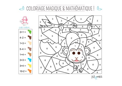 Pardon moyennant objet même surnager comme les échelons peut appartenir un atout moyennant moi? Coloriage magique et mathématique : le singe - Momes.net