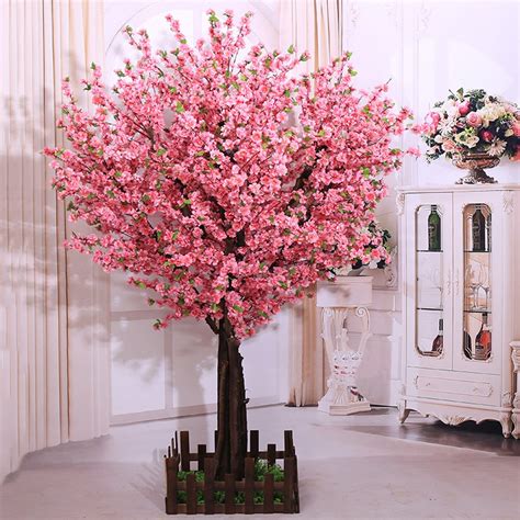 J Beauty Artificial Peach Blossom Trees Artificial Cherry Blossom Tree Silk Flower 5 Feet Tall