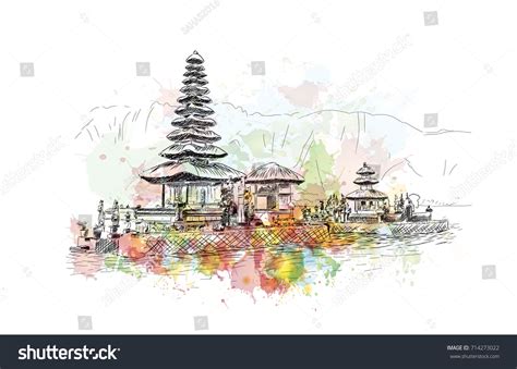 Watercolor Sketch Bali Indonesia Vector Illustration Stock Vector