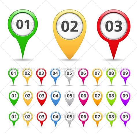 Map Markers With Numbers Map Marker Location Icon Vector Graph